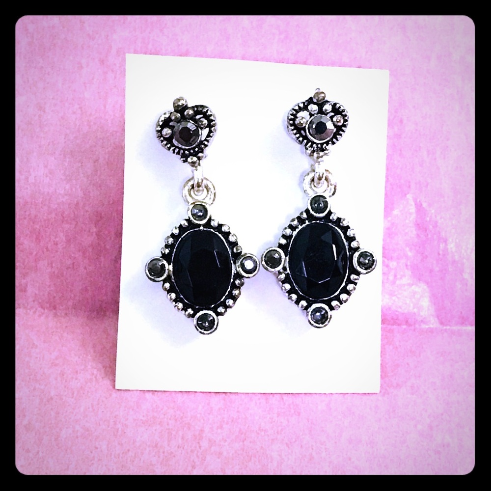 🔶 3 FOR $8!!! Silver & Black Earrings